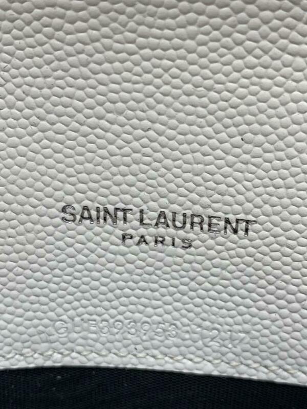 Saint Laurent Chain Wallet Classic Monogramme Envelope White Leather Cross Body