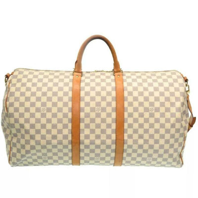 Louis Vuitton Keepall Bandouliere 55 Damier Azur White Coated
