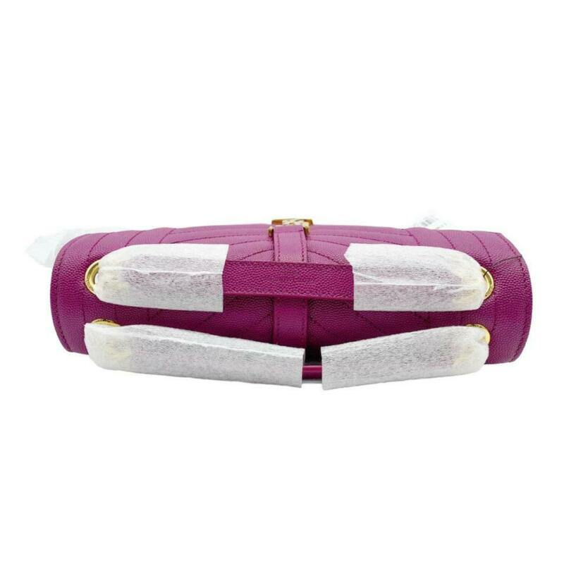 Saint Laurent Monogram Envelope Medium Calfskin Deep Grape Pink Leather