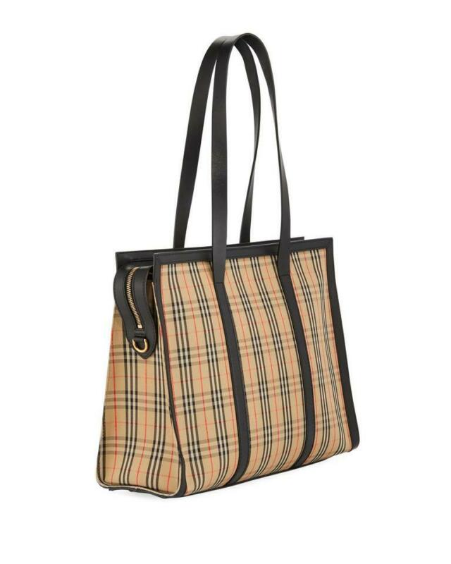 Burberry Bag Link 1983 House Check Shoulder Black Coated Canvas Tote
