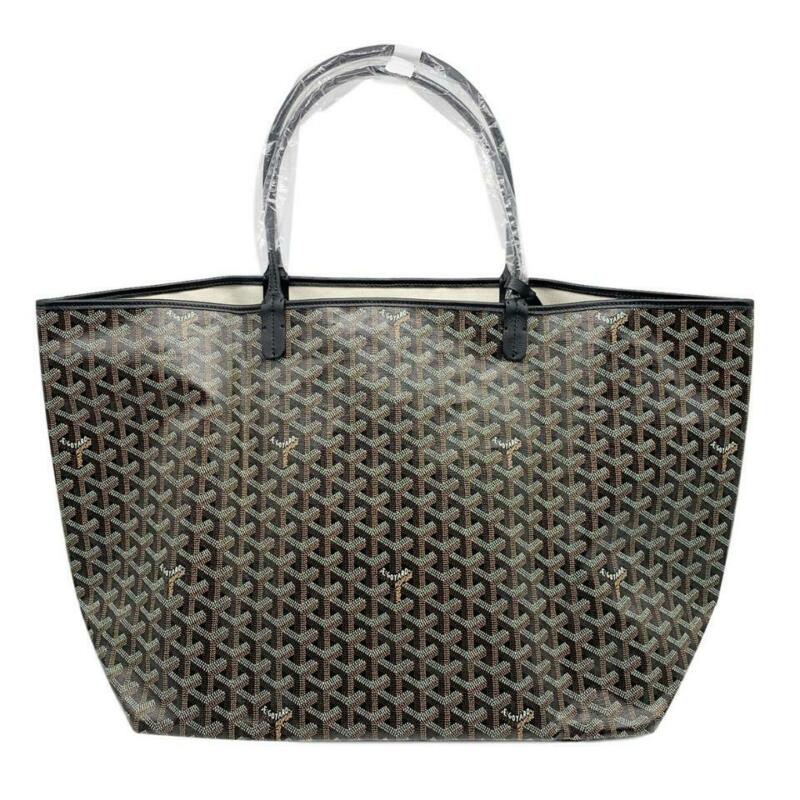 Goyard Goyardine Saint Louis Gm Black Coated Canvas and Leather Tote