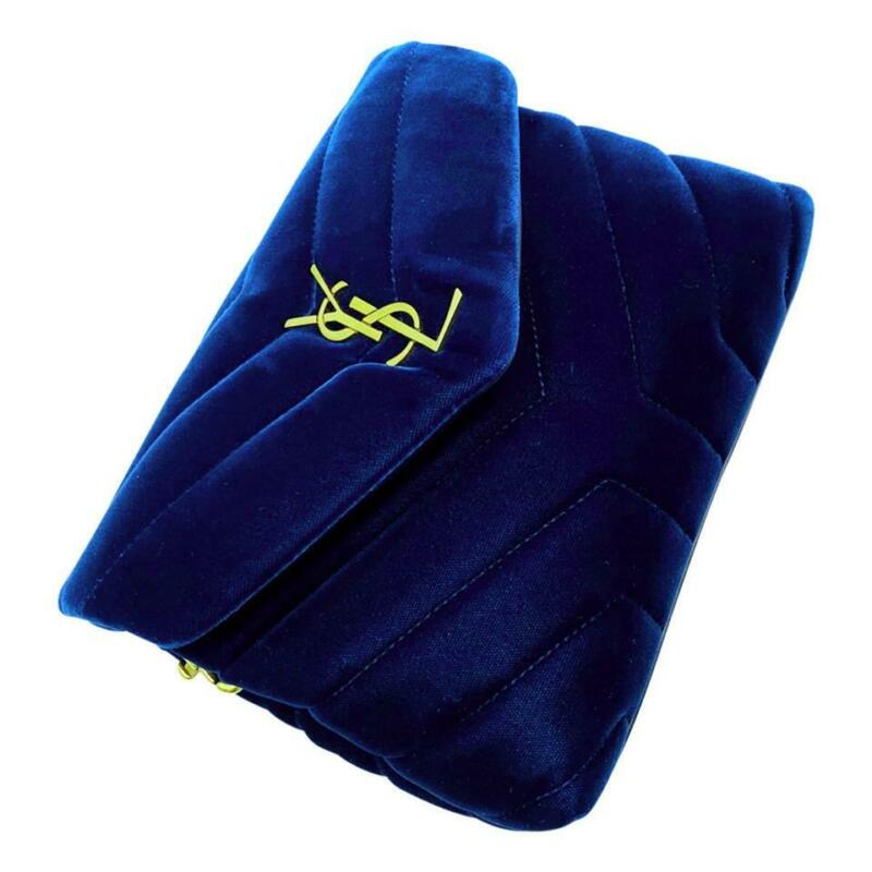 Saint Laurent Monogram Loulou Toy Navy Blue Velvet Cross Body Bag