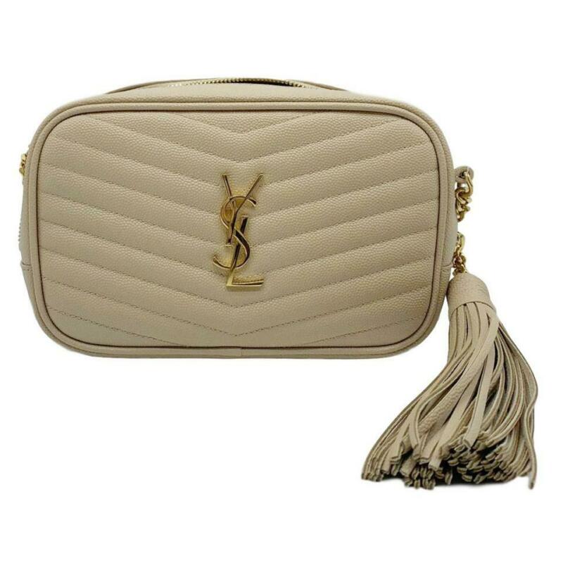 Saint Laurent Monogram Camera Mini Lou Quilted Beige Leather Cross Body Bag