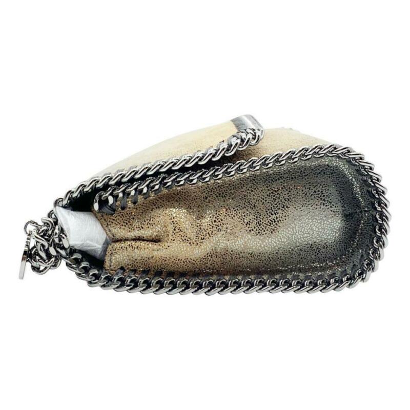 Stella McCartney Ombre Falabella Shaggy Deer Metallic Grey Faux Leather Shoulder