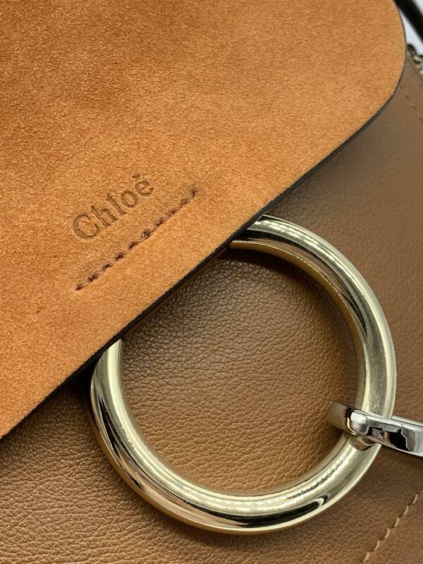 Chloé Faye Small Suede and Tobacco Brown Leather Backpack