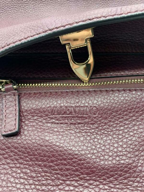 Valentino Hobo Small Rockstud Burgundy Leather Messenger Bag