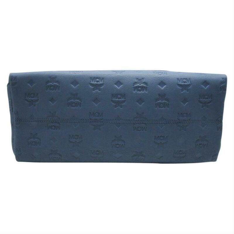 MCM Hobo Bag Klara Large Monogrammed Luft Blue Leather Tote