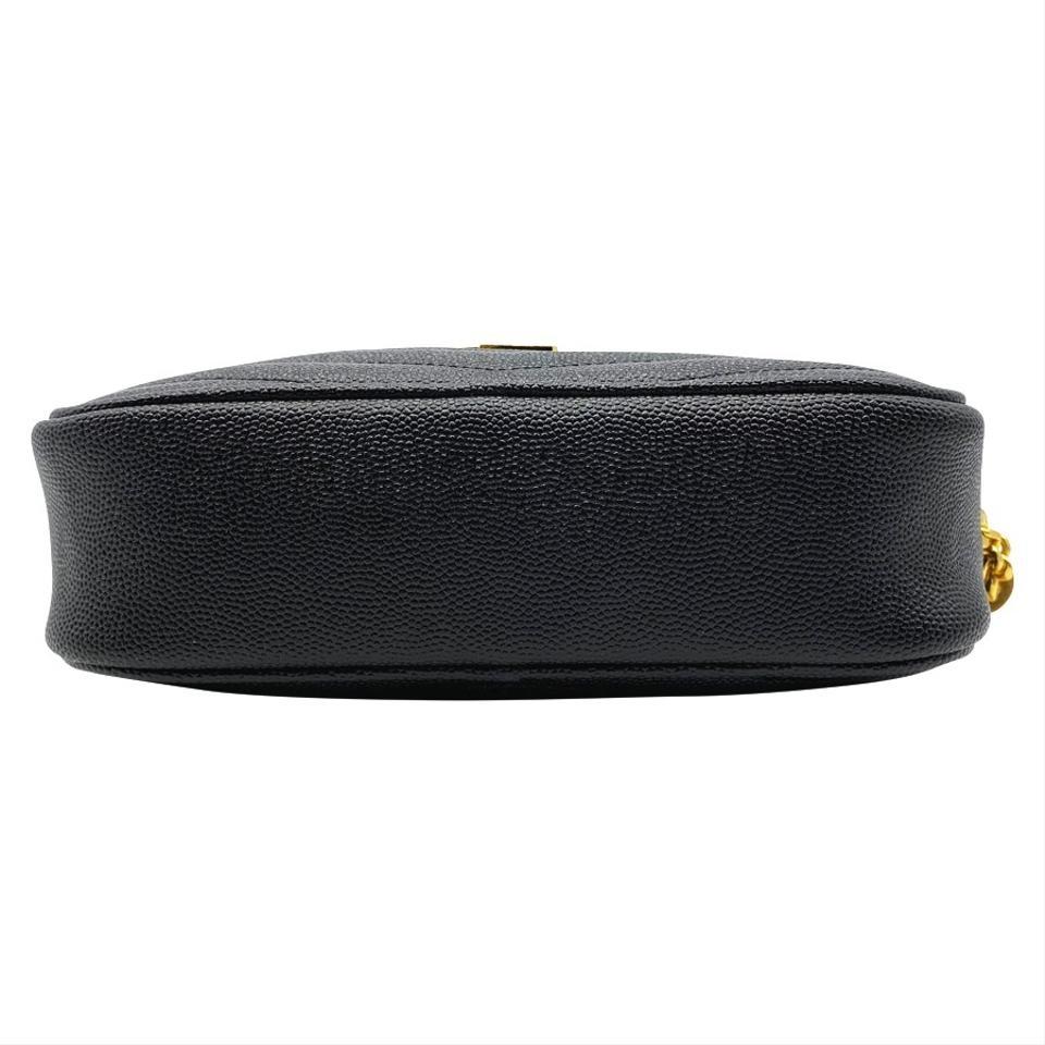 Saint Laurent Camera Lou Grain De Poudre Matelasse Monogram Mini Black Leather Shoulder Bag