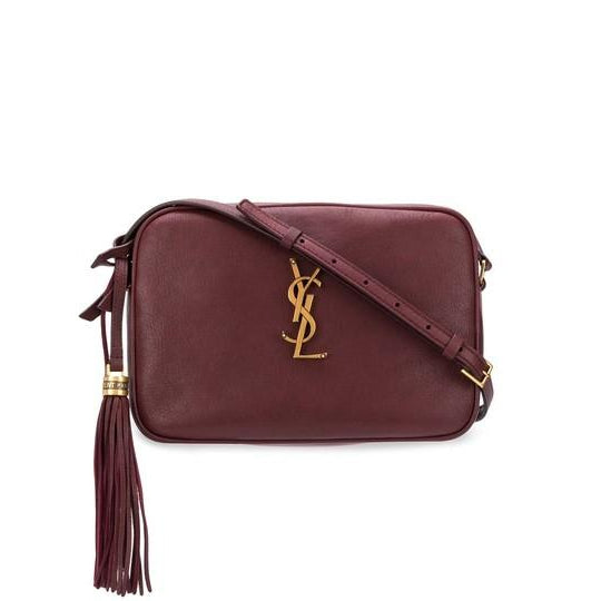 Saint Laurent Camera Lou Medium Smooth Monogram Burgundy Red Leather Cross Body Bag