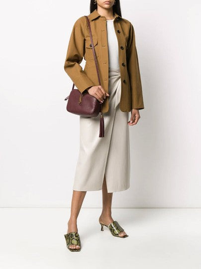 Saint Laurent Camera Lou Medium Smooth Monogram Burgundy Red Leather Cross Body Bag