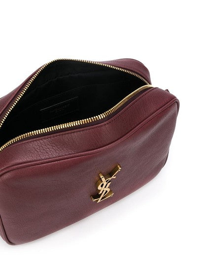 Saint Laurent Camera Lou Medium Smooth Monogram Burgundy Red Leather Cross Body Bag