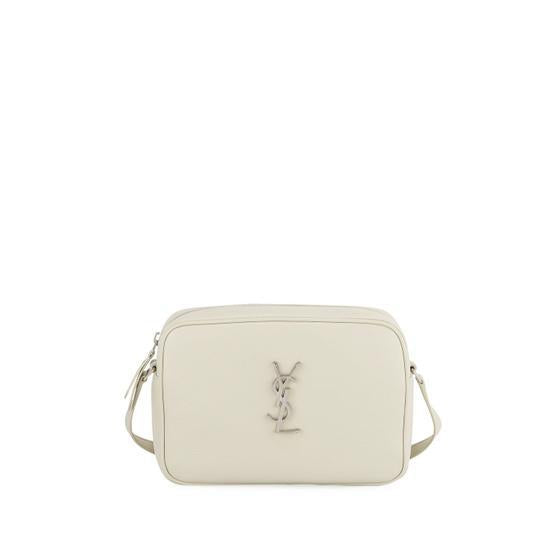 Saint Laurent Camera Lou Medium Smooth Monogram White Leather Cross Body Bag