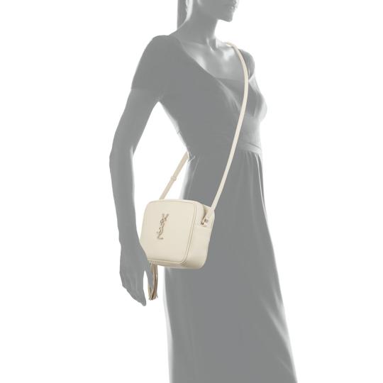 Saint Laurent Camera Lou Medium Smooth Monogram White Leather Cross Body Bag