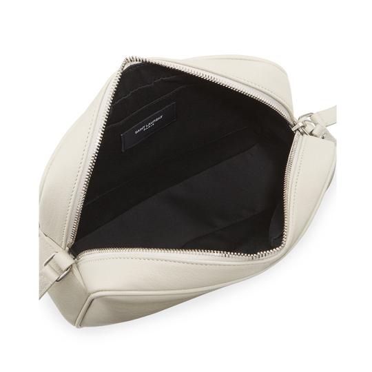 Saint Laurent Camera Lou Medium Smooth Monogram White Leather Cross Body Bag