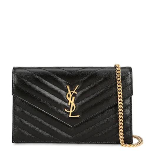 Saint Laurent Chain Wallet 2020 Small Envelope Woc Monogram Black Leather Cross Body Bag