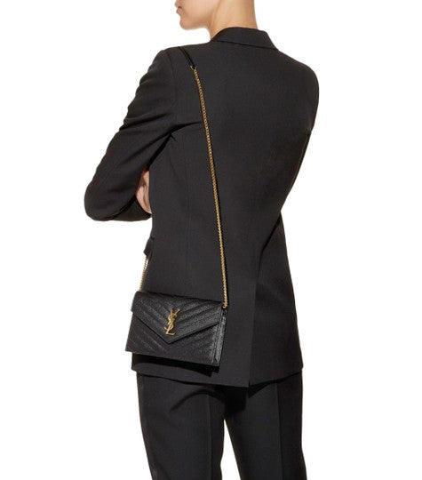 Saint Laurent Chain Wallet 2020 Small Envelope Woc Monogram Black Leather Cross Body Bag
