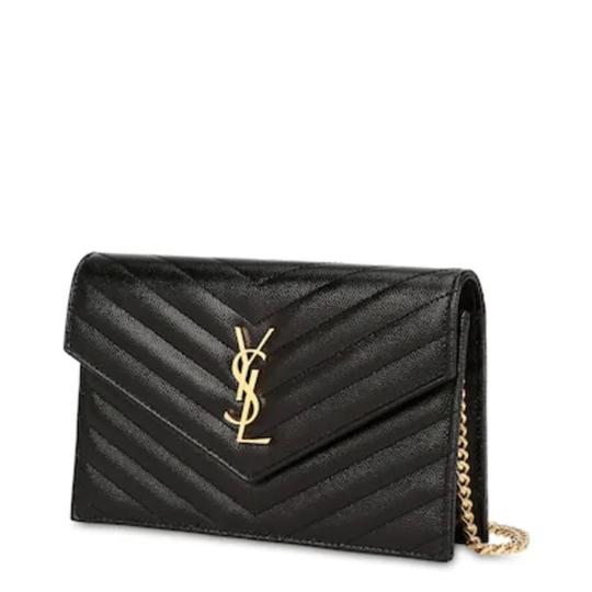 Saint Laurent Chain Wallet 2020 Small Envelope Woc Monogram Black Leather Cross Body Bag