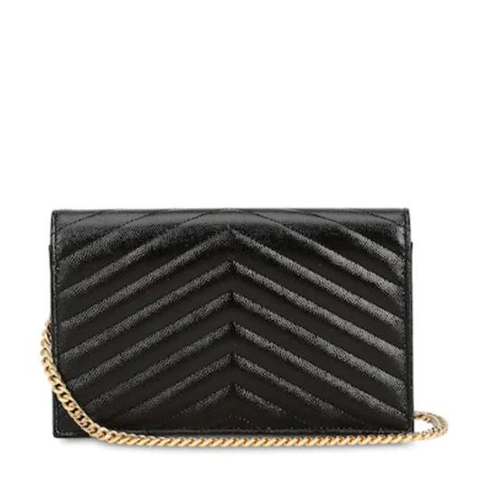 Saint Laurent Chain Wallet 2020 Small Envelope Woc Monogram Black Leather Cross Body Bag