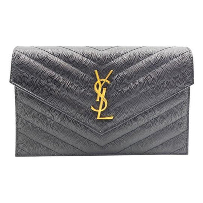 Saint Laurent Chain Wallet 2020 Small Envelope Woc Monogram Black Leather Cross Body Bag