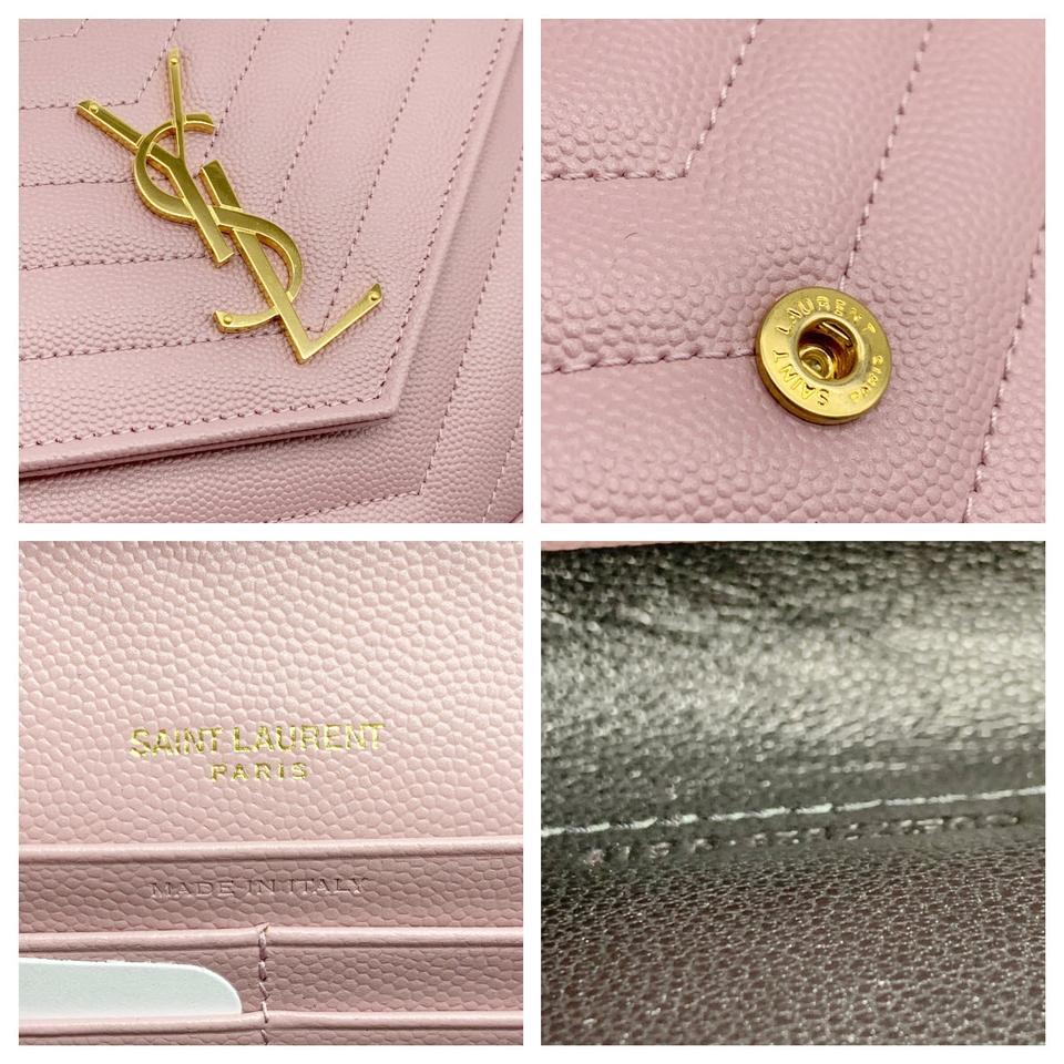 Saint Laurent Chain Wallet Envelope Monogram Medium Pink Leather Shoulder Bag