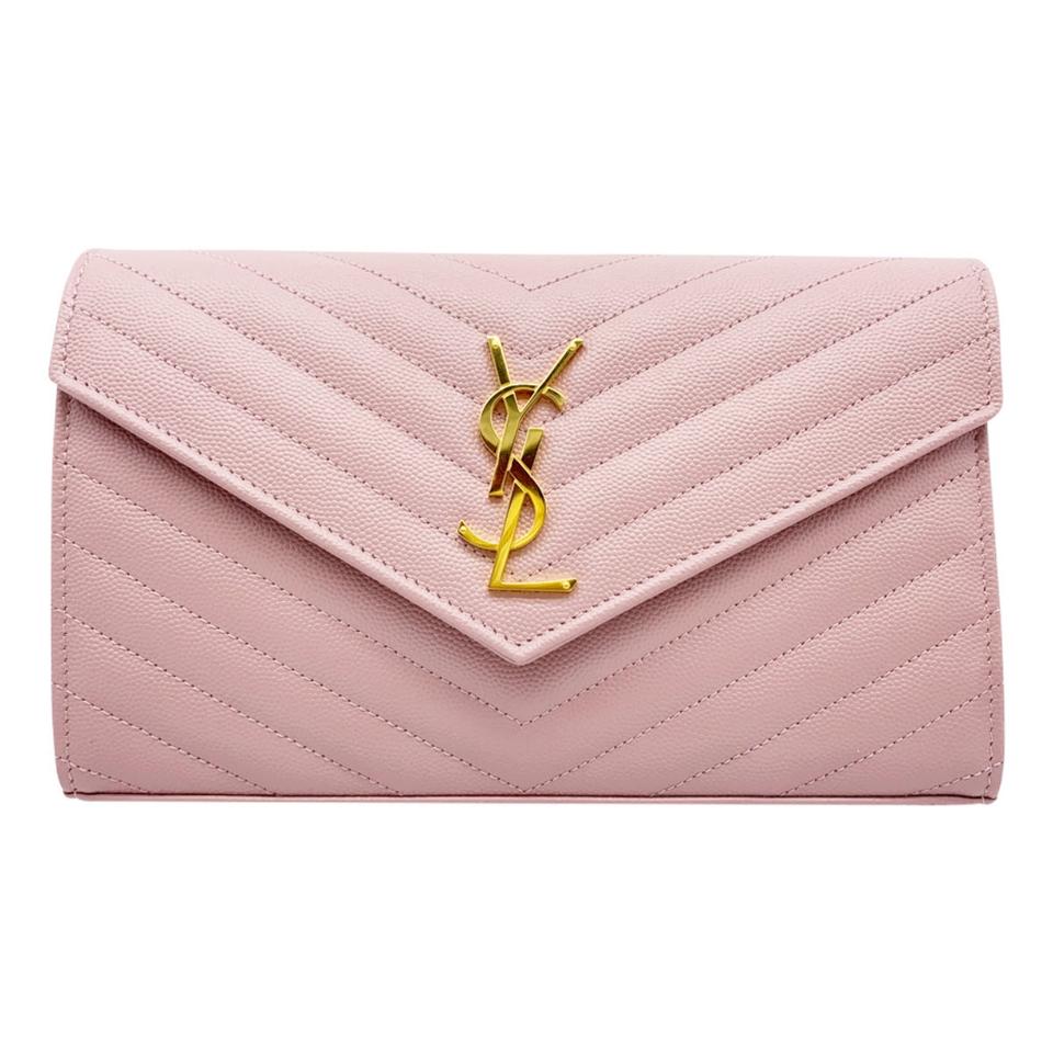 Saint Laurent Chain Wallet Envelope Monogram Medium Pink Leather Shoulder Bag