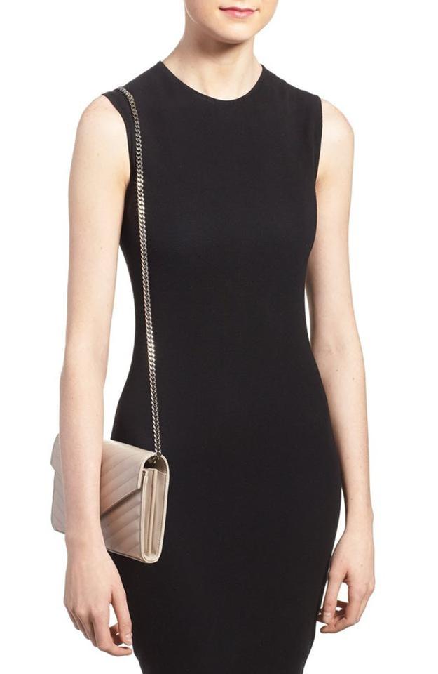 Saint Laurent Chain Wallet Envelope Medium Monogram Marble Pink Leather Shoulder Bag