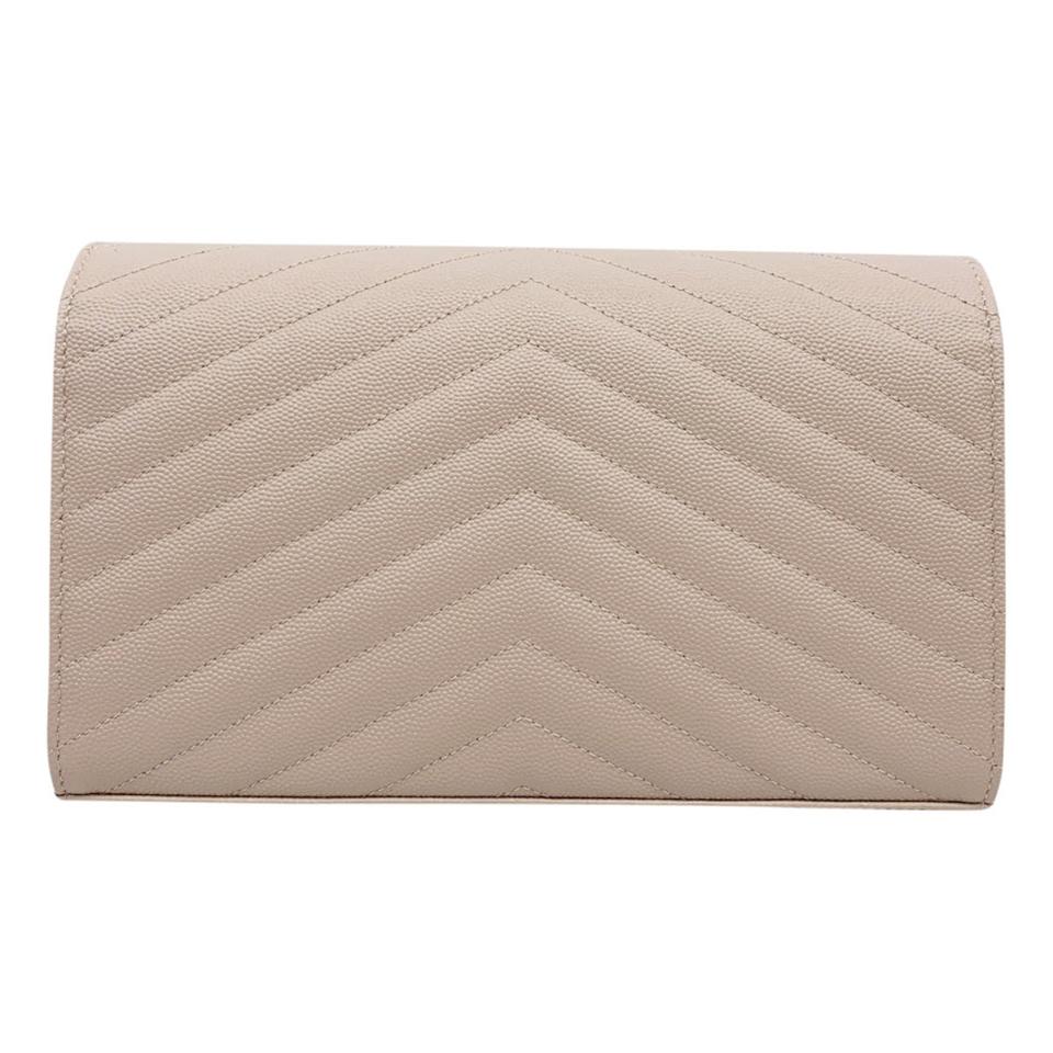Saint Laurent Chain Wallet Envelope Medium Monogram Marble Pink Leather Shoulder Bag