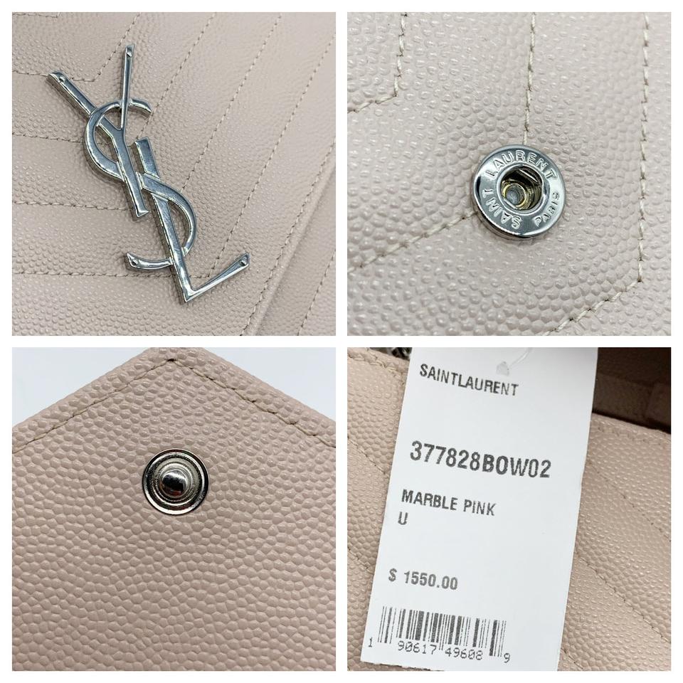 Saint Laurent Chain Wallet Envelope Medium Monogram Marble Pink Leather Shoulder Bag