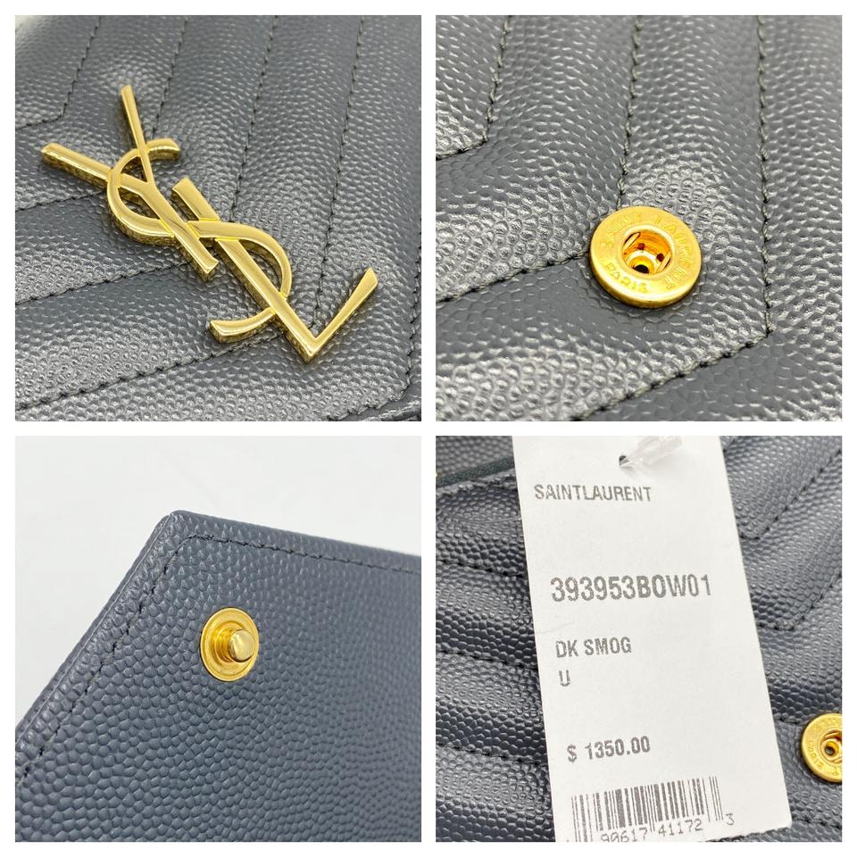 Saint Laurent Chain Wallet Envelope Monogram Dark Smog Grey Leather Shoulder Bag