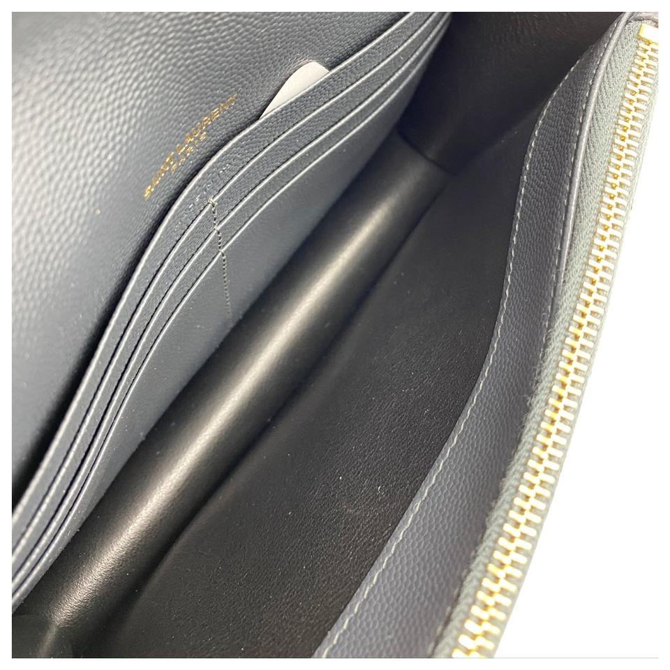 Saint Laurent Chain Wallet Envelope Monogram Dark Smog Grey Leather Sh