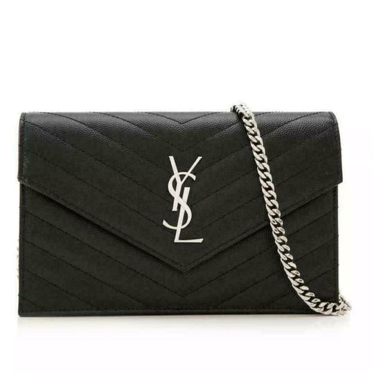 Saint Laurent Chain Wallet Envelope Woc Monogram Black Leather Cross Body Bag