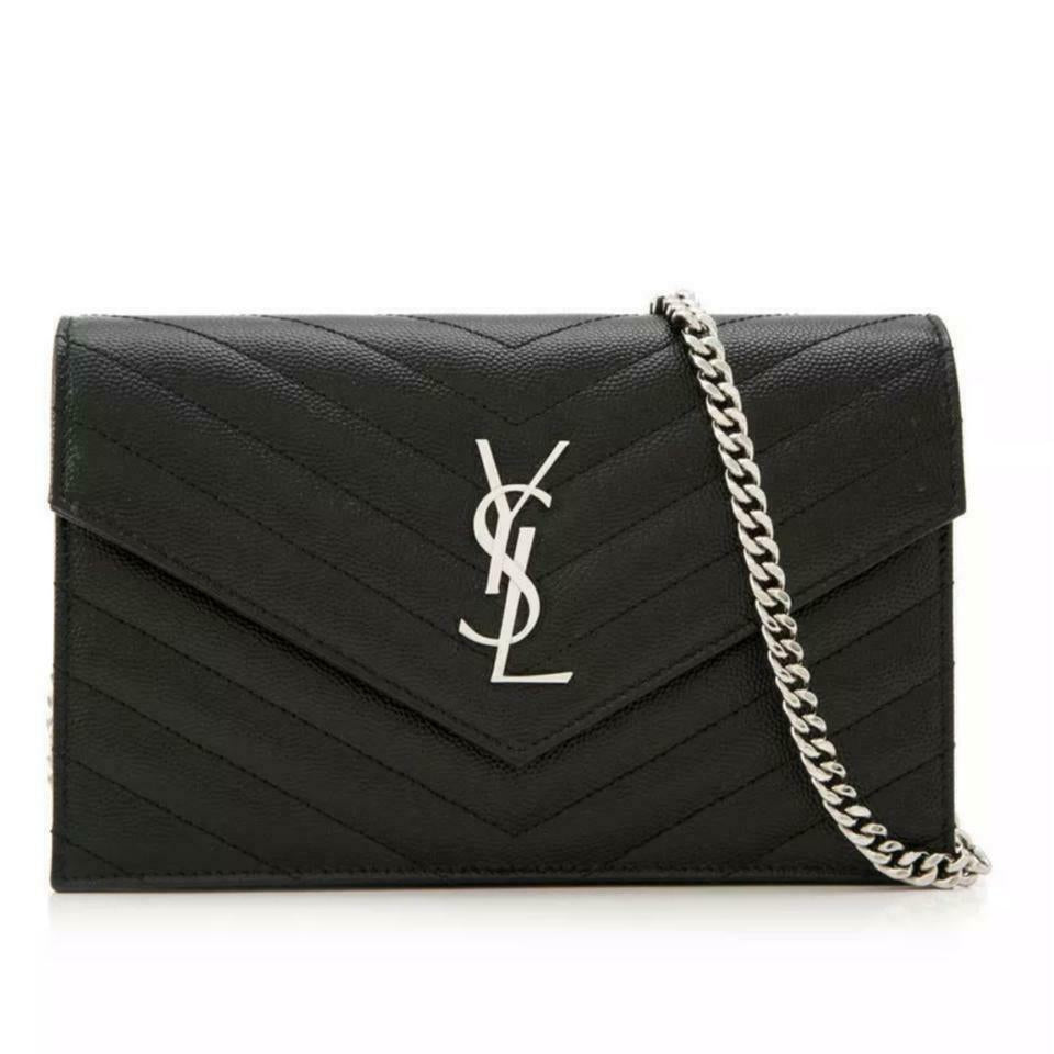 Saint Laurent Chain Wallet Envelope Woc Monogram Black Leather Cross Body Bag