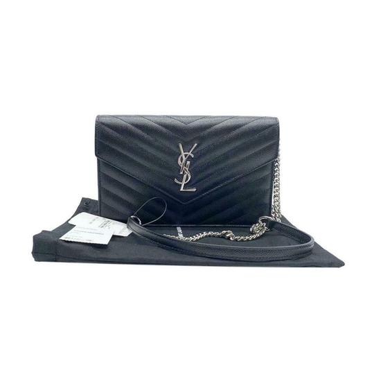Saint Laurent Chain Wallet Envelope Woc Monogram Black Leather Cross Body Bag