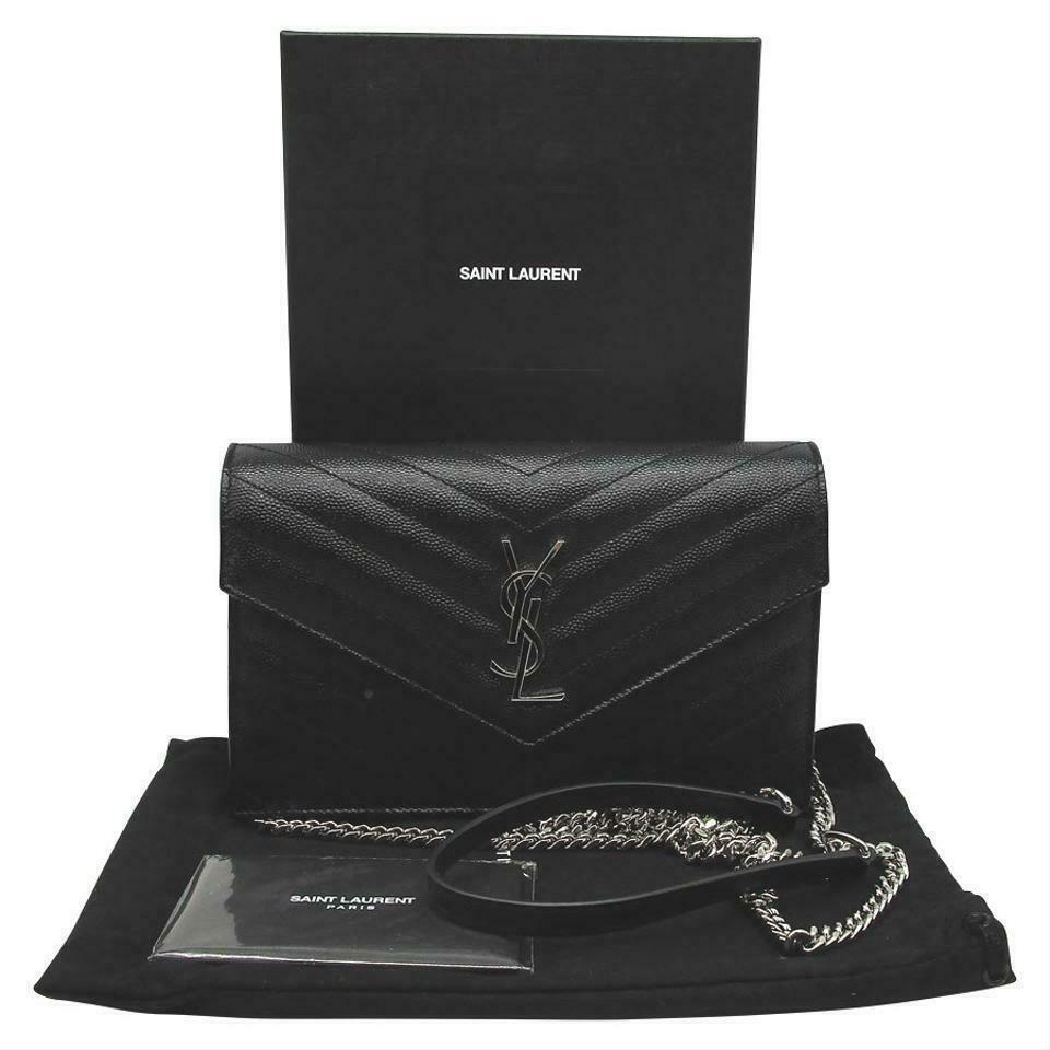 Saint Laurent Chain Wallet Envelope Woc Monogram Black Leather Cross Body Bag