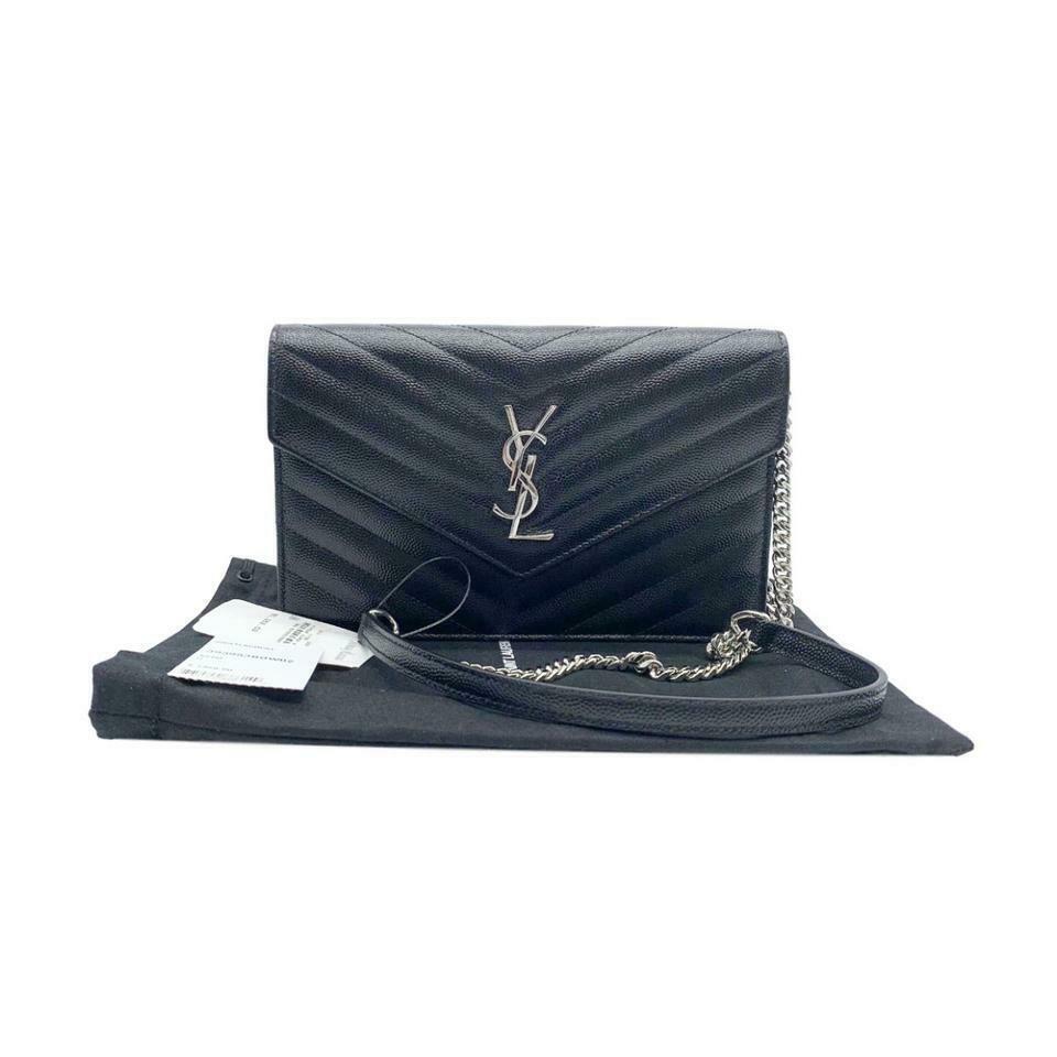 Saint Laurent Chain Wallet Envelope Woc Monogram Black Leather Cross Body Bag