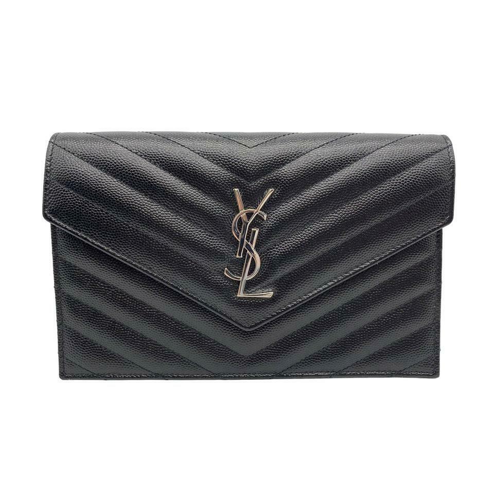 Saint Laurent Chain Wallet Envelope Woc Monogram Black Leather Cross Body Bag