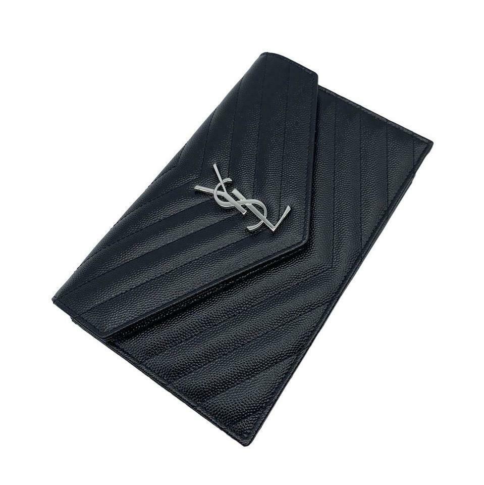 Saint Laurent Chain Wallet Envelope Woc Monogram Black Leather Cross Body Bag