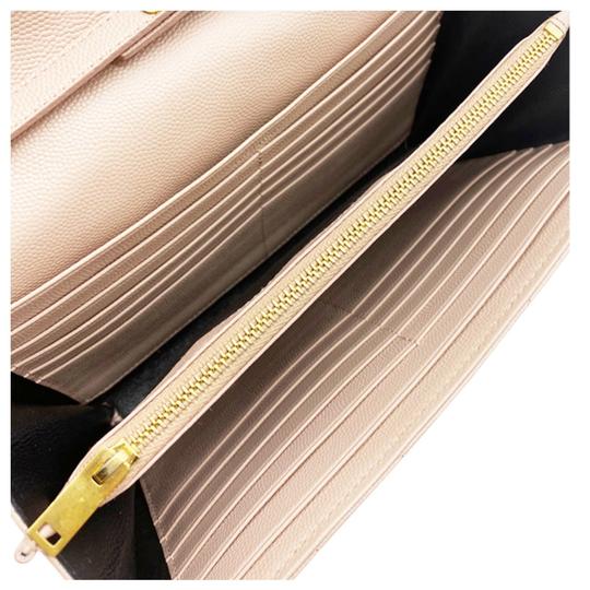 Saint Laurent Chain Wallet Grain De Poudre Matelasse Chevron Medium Monogram Pink Leather Shoulder Bag