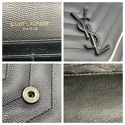 Saint Laurent Chain Wallet Medium White Black Leather Cross Body Bag