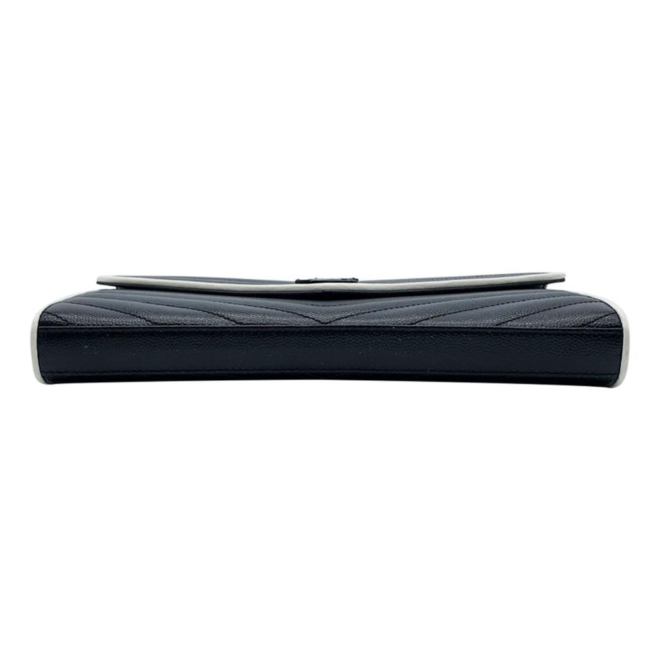 Saint Laurent Chain Wallet Medium White Black Leather Cross Body Bag