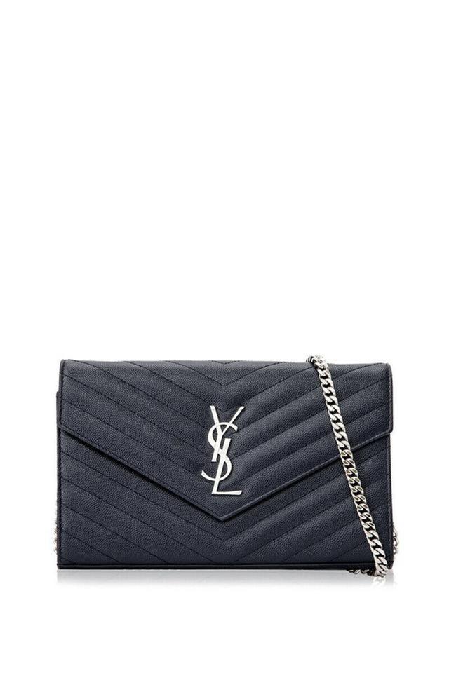 Saint Laurent Chain Wallet Monogram Medium Marine Matelasse Blue Leather Cross Body Bag