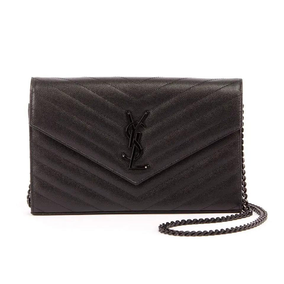 Saint Laurent Chain Wallet Monogram Ysl Small Matelasse Envelope Black Leather Shoulder Bag