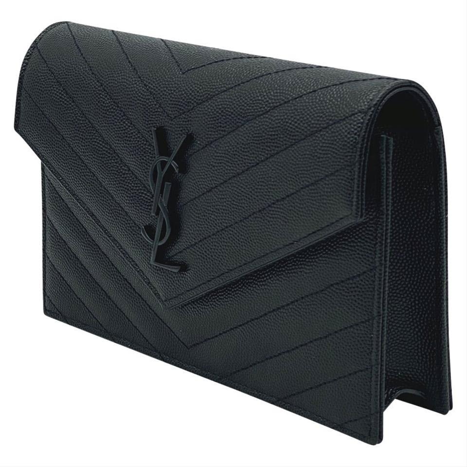 Saint Laurent Chain Wallet Monogram Ysl Small Matelasse Envelope Black ...