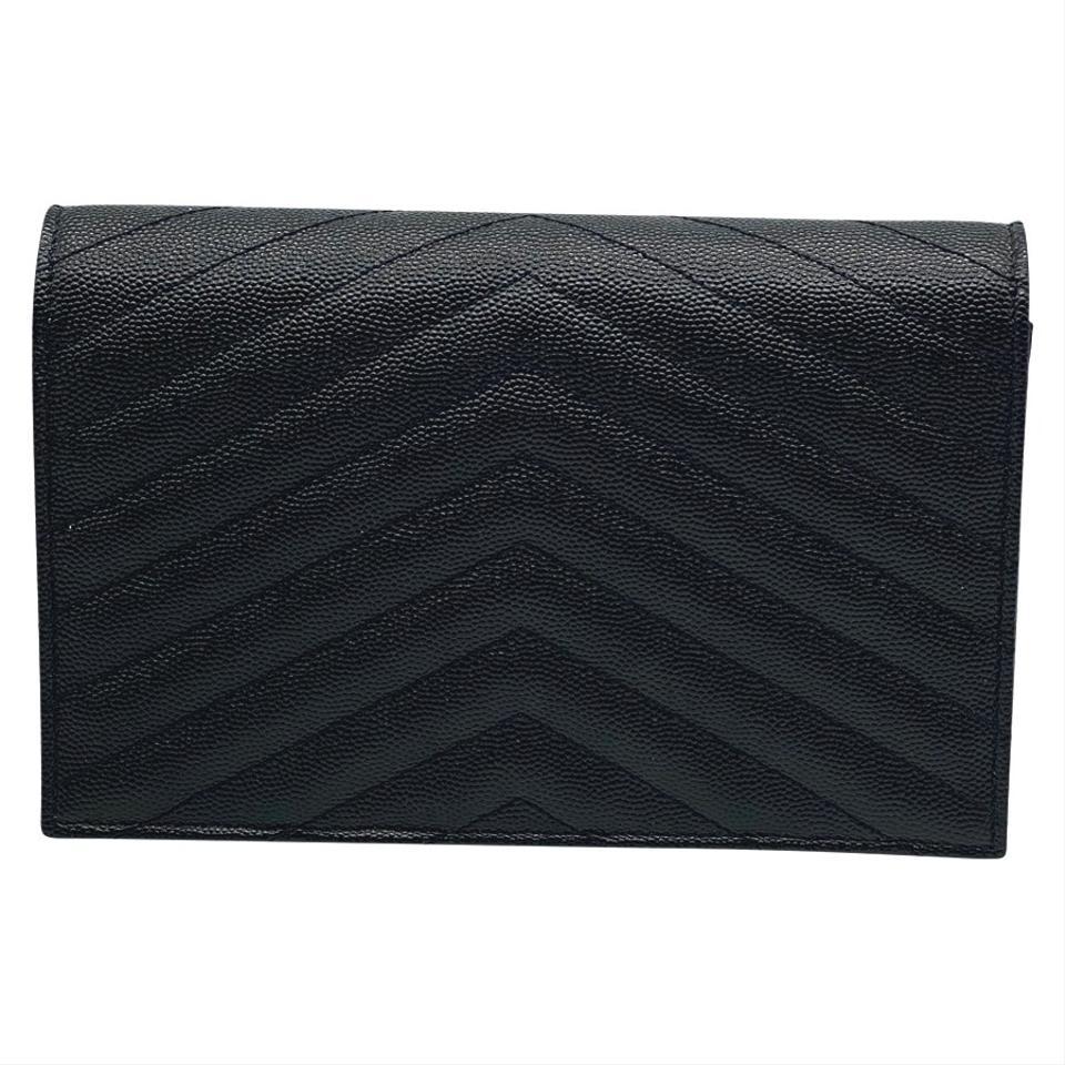 Saint Laurent Black Monogram Matelasse Envelope Wallet On Chain Leather  Pony-style calfskin ref.981062 - Joli Closet