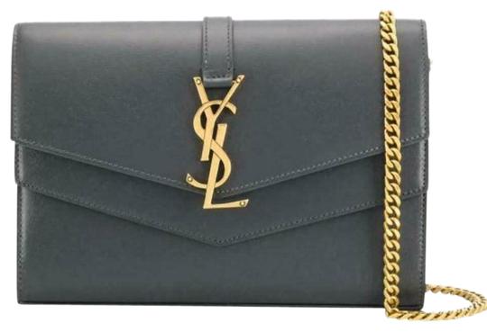 Saint Laurent Chain Wallet Sulpice Ysl Monogram Triple V-flap Dark Navy Leather Shoulder Bag