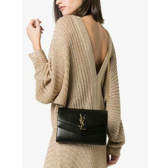 Saint Laurent Chain Wallet Sulpice Ysl Monogram Triple V-flap Dark Navy Leather Shoulder Bag