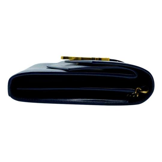 Saint Laurent Chain Wallet Sulpice Ysl Monogram Triple V-flap Dark Navy Leather Shoulder Bag