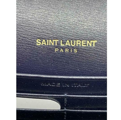 Saint Laurent Chain Wallet Sulpice Ysl Monogram Triple V-flap Dark Navy Leather Shoulder Bag