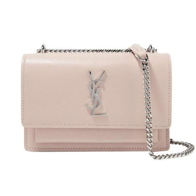 Saint Laurent Chain Wallet Sunset Mini Monogram Pink Calfskin Leather Cross Body Bag