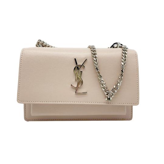 Saint Laurent Chain Wallet Sunset Mini Monogram Pink Calfskin Leather Cross Body Bag